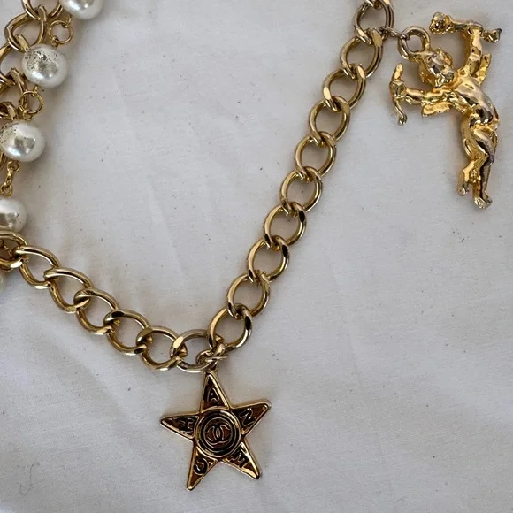 Chanel Vintage Gold and Pearl Chain with Charms Belt/Necklace - Picture 3 of 11